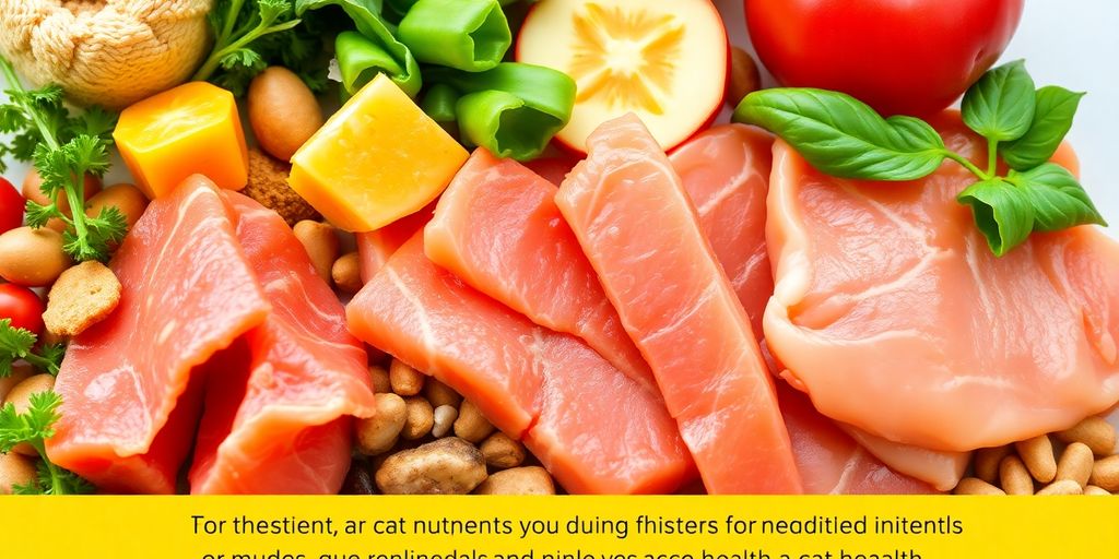 Wichtige Mineralstoffe und Zutaten für Katzenfutter.