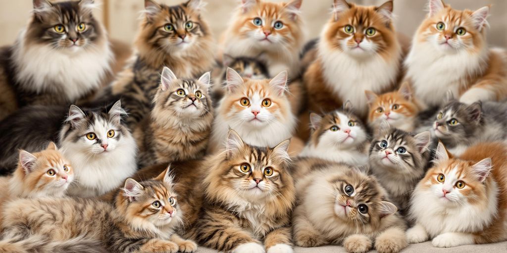 Verschiedene beliebte Katzenrassen in einem Fotobild.